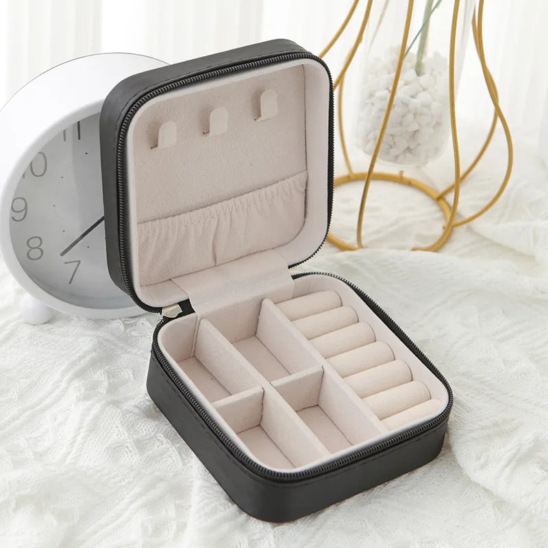 Mini Travel Jewelry Box - Vegan Leather, Velvet Lined