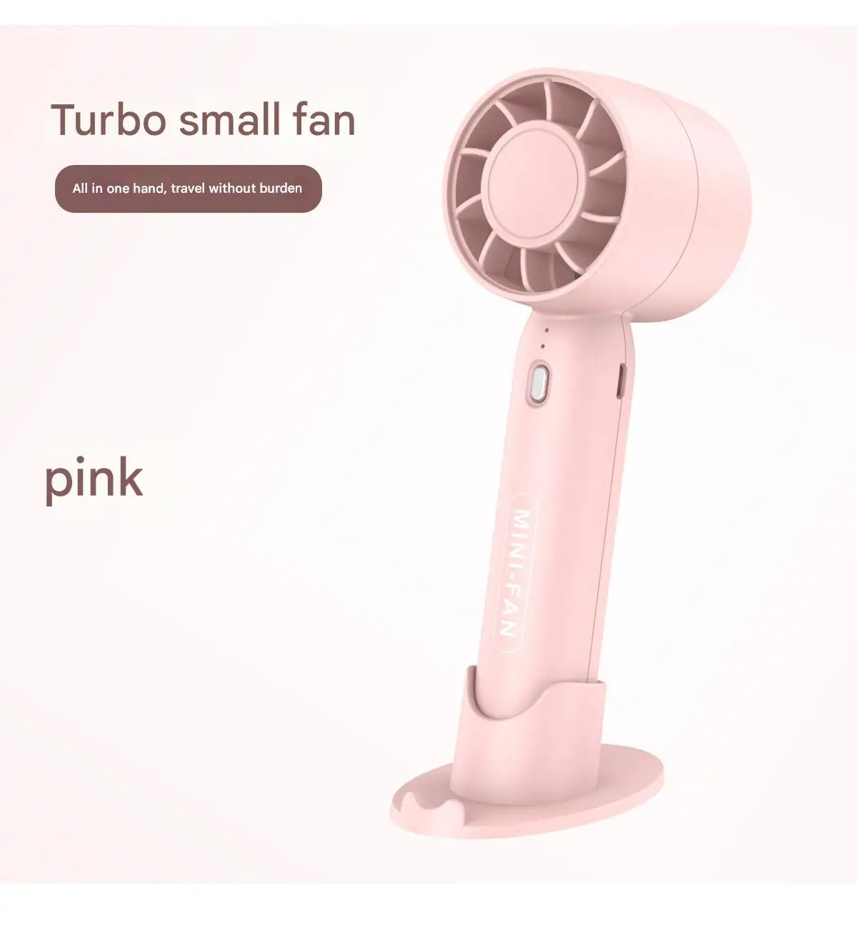Turbo Mini Handheld Fan with Desk Stand – Rechargeable Portable Fan