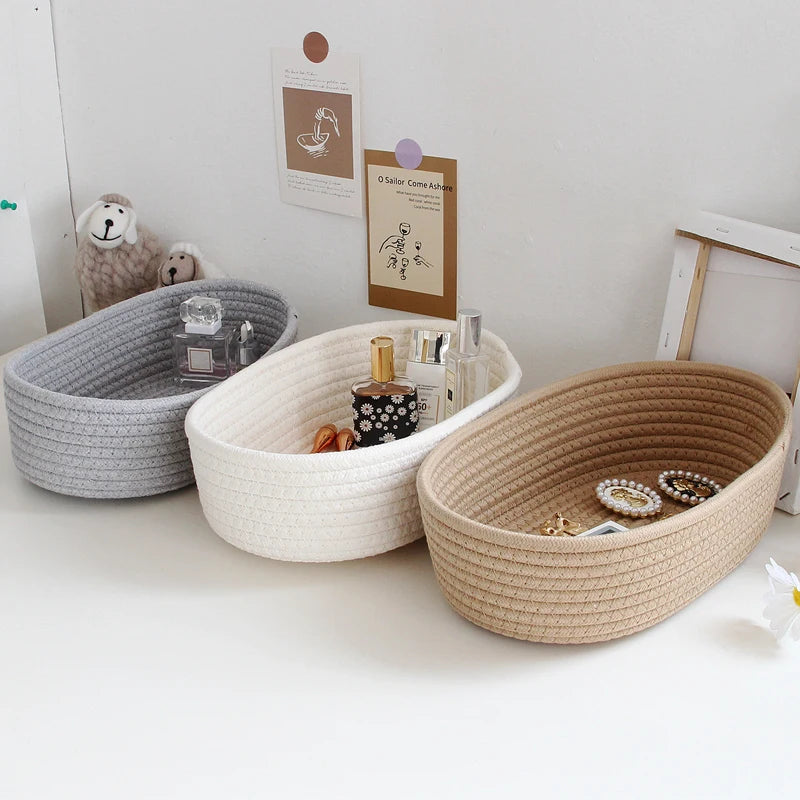 Oval Cotton Rope Woven Catch-All Basket