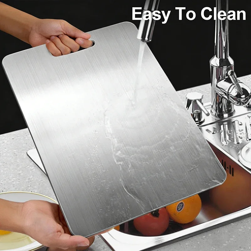 Double-Sided Stainless Steel Cutting Board – Easy-Clean Non-Porous Kitchen Chopping Board