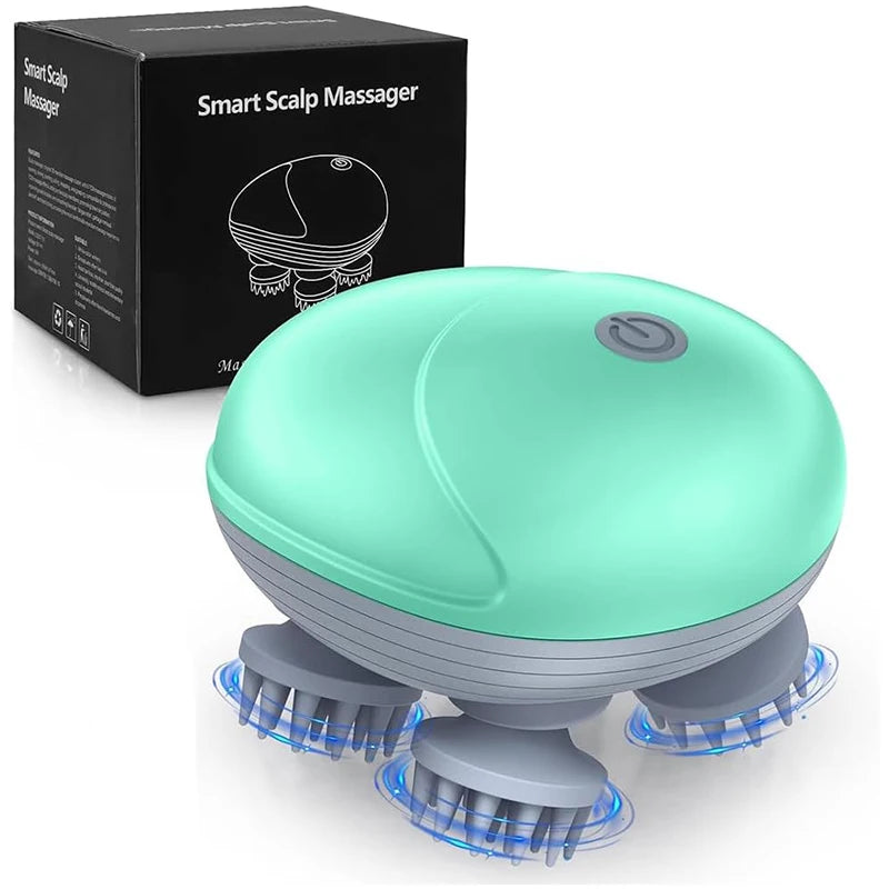 Waterproof Electric Scalp Massager with 4 Heads