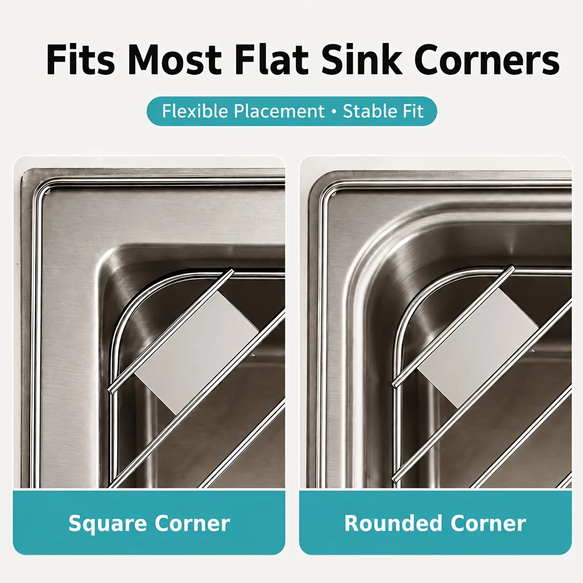 Stainless Steel Sink Corner Rack for Sponges & Brushes