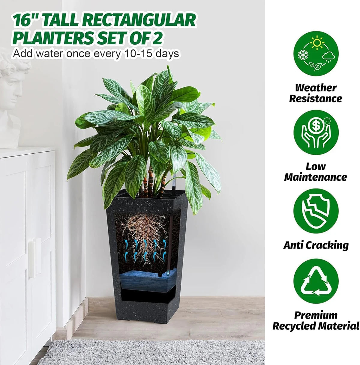 Modern Tall Outdoor Planters – Set of 2