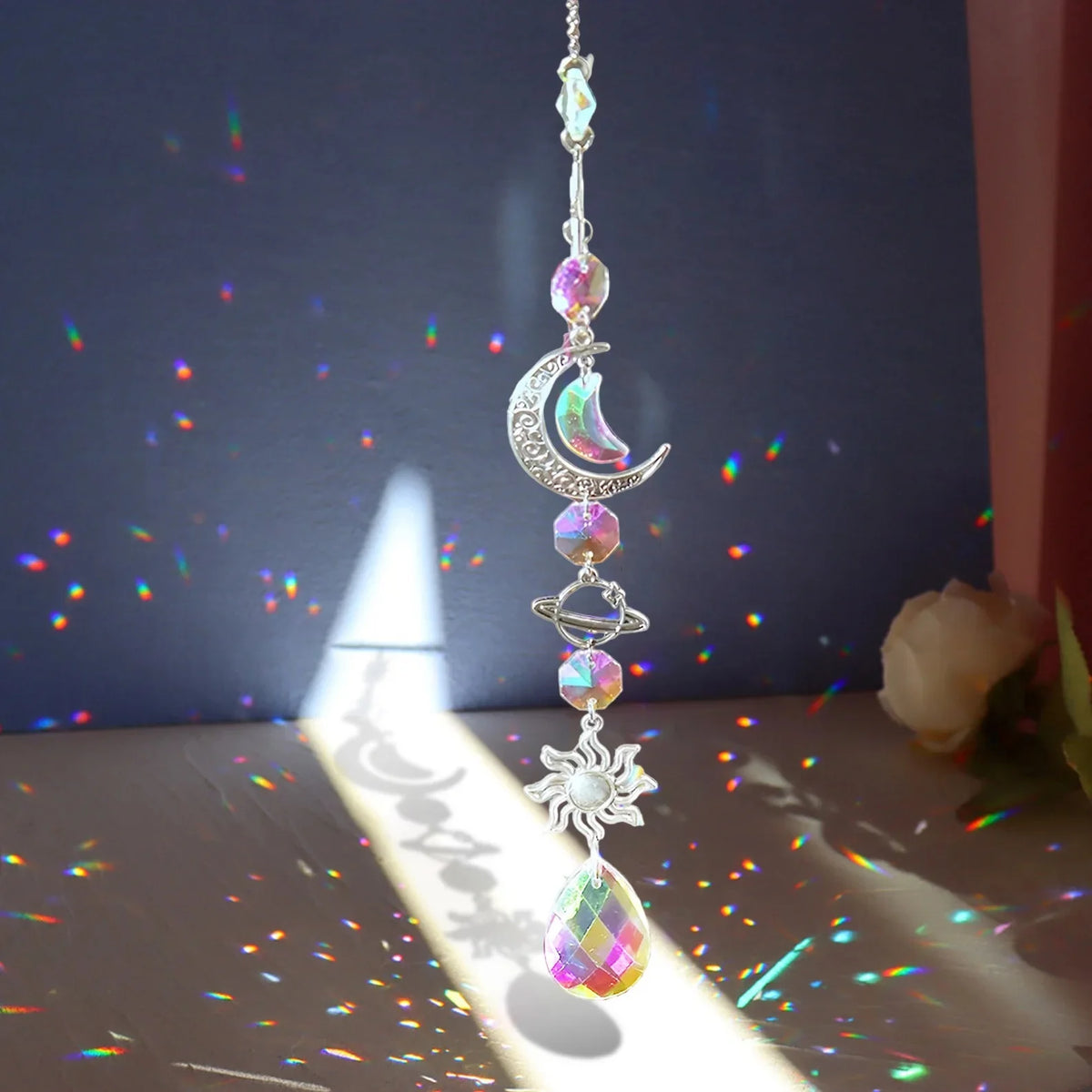 Crystal Sun Catcher – Hanging Rainbow Maker Prism for Window, Garden & Patio