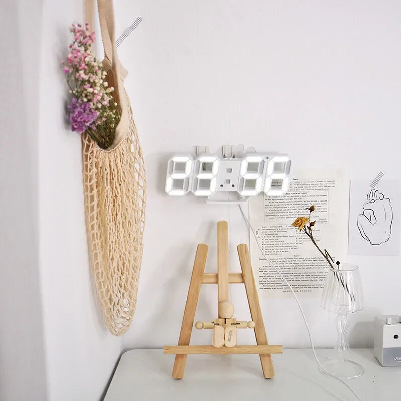 3D LED Digital Wall Clock – USB-Powered Modern Display