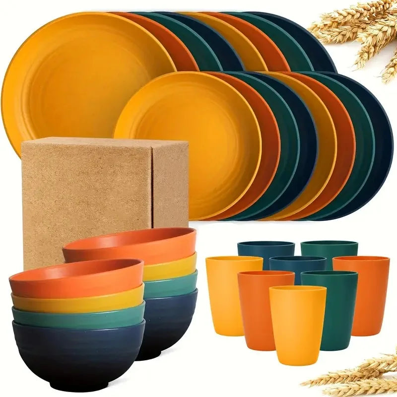 32-Piece Unbreakable Wheat Straw Dinnerware Set, Service for 8