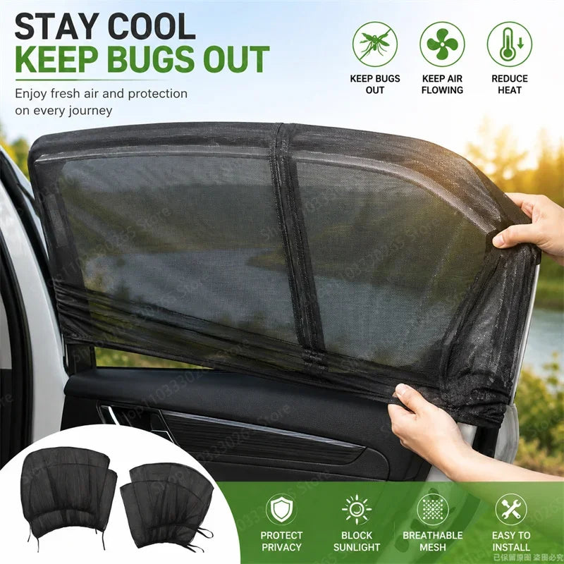 Breathable Mesh Car Window Shades - Slip-On Sock Style
