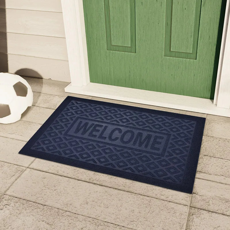 Embossed "Welcome" Door Mat – Rubber-Backed Non-Slip Outdoor Entry Mat 15" x 23"