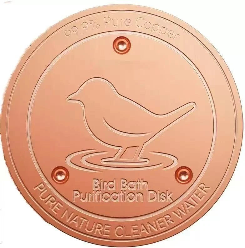 Copper Bird Bath Disk - Decorative Copper Insert for Cleaner Bird Bath Water