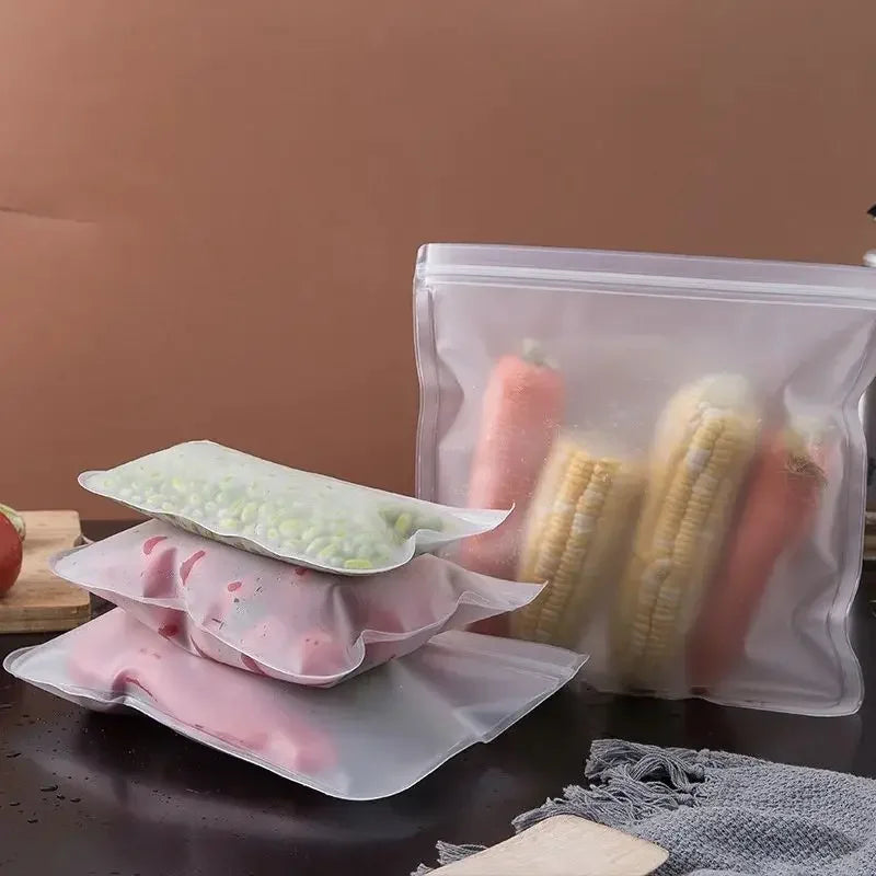 Reusable Food Storage Bags (4-Pack, Leakproof Zip Seal)