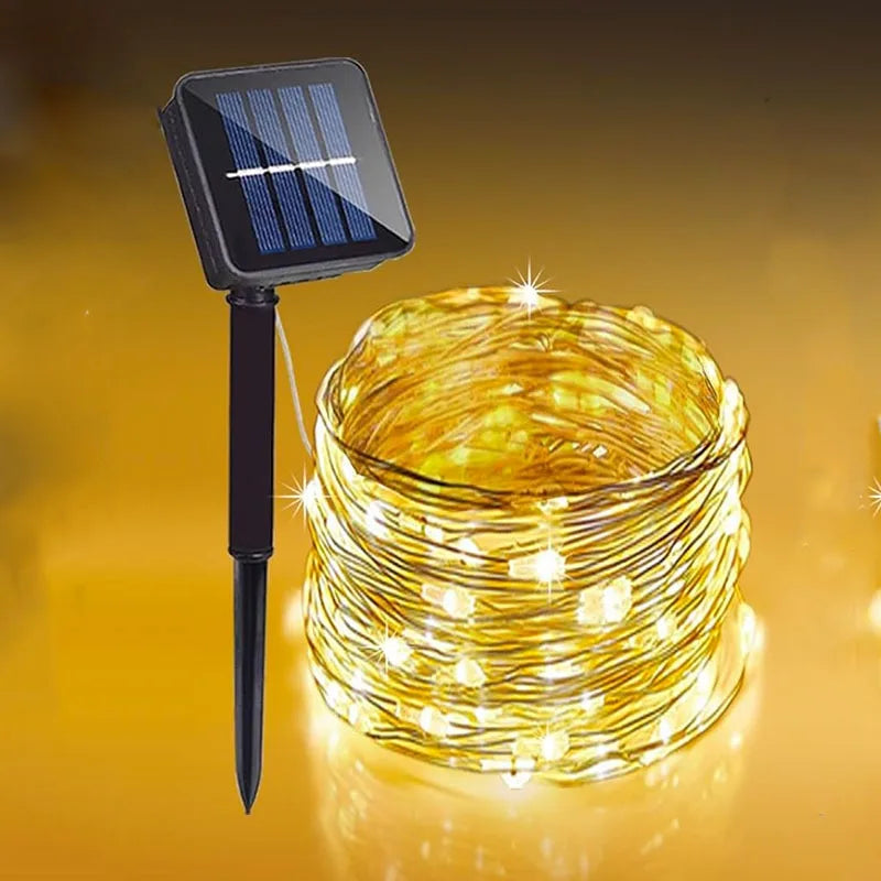 Solar Fairy String Lights – 8 Modes Waterproof Copper Wire Lights for Patio, Garden & Trees