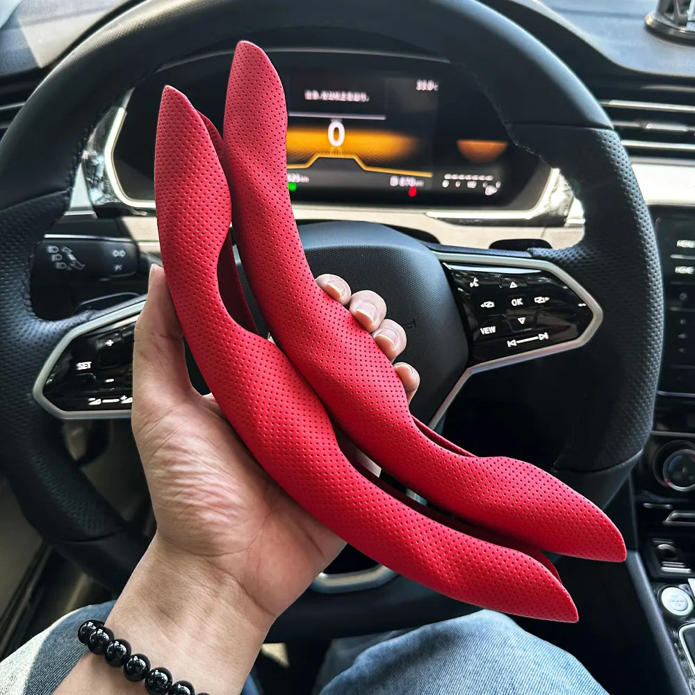 2-Piece Steering Wheel Grip Covers - Universal Fit