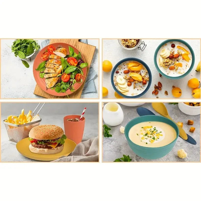 32-Piece Unbreakable Wheat Straw Dinnerware Set, Service for 8