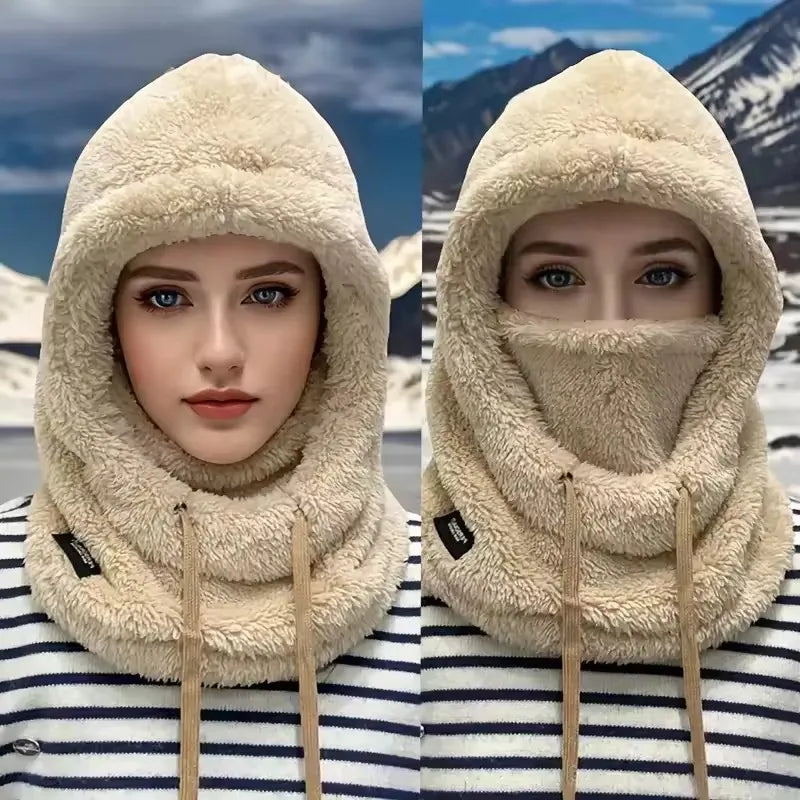 Sherpa Fleece Winter Hood – Windproof Balaclava & Neck Warmer