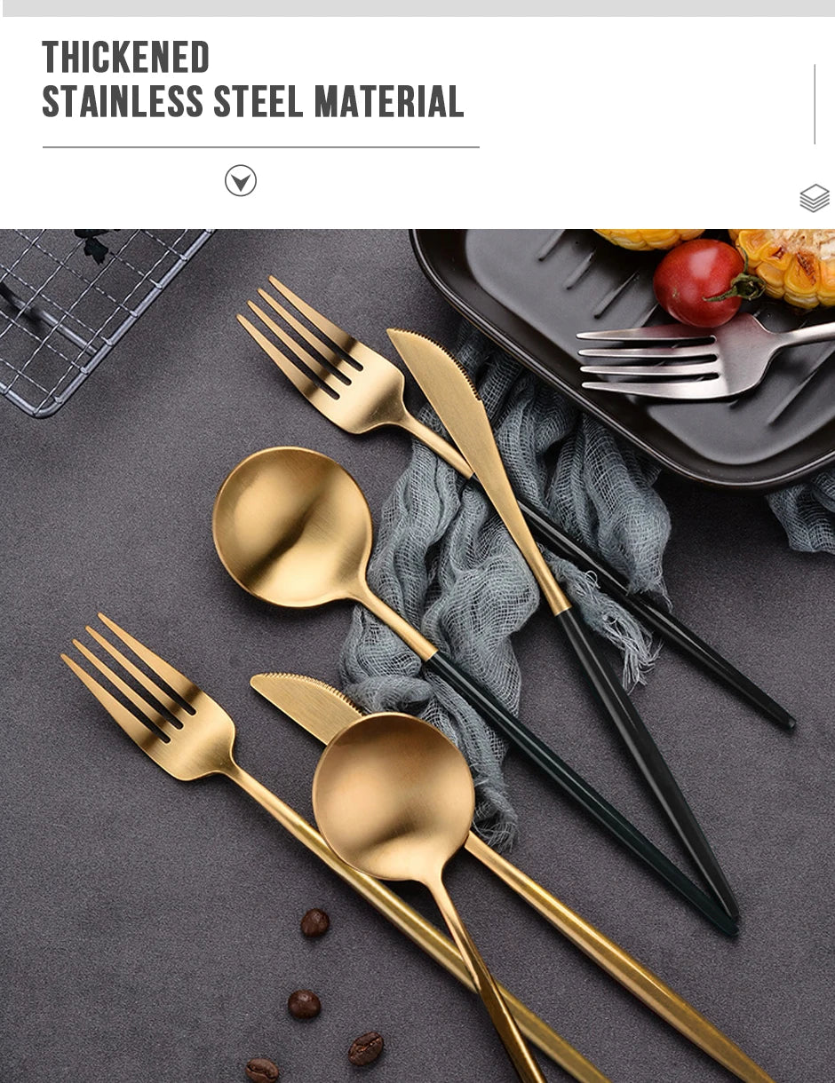 24-Piece Black & Gold Flatware Set (Service for 6)