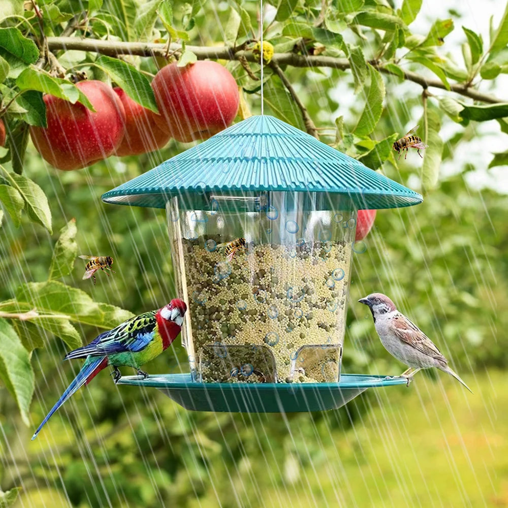 Hanging Gazebo Bird Feeder – Weatherproof Outdoor Seed Feeder for Garden & Patio