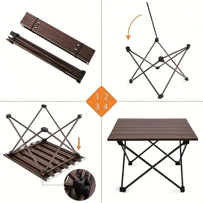Compact Folding Carbon Steel Camping Side Table with Carry Bag