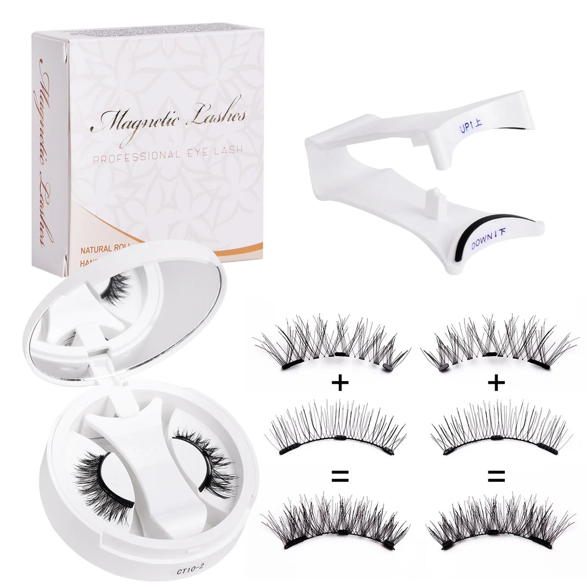 Magnetic Lashes Kit with Applicator & Mirror Case (Reusable, No Glue)