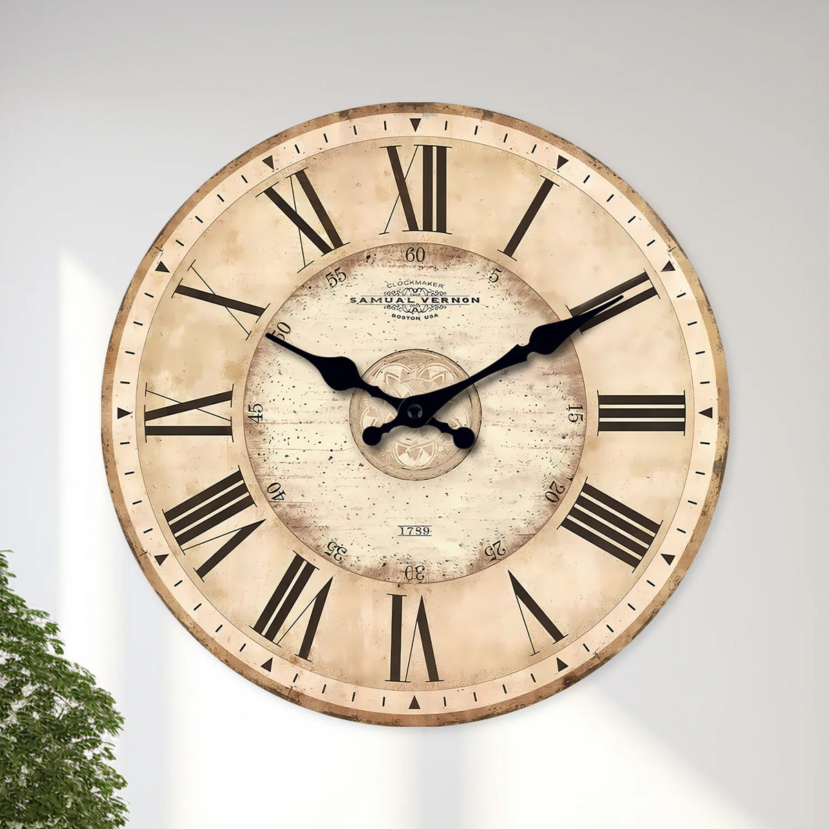 Vintage Farmhouse Roman Numeral Wall Clock