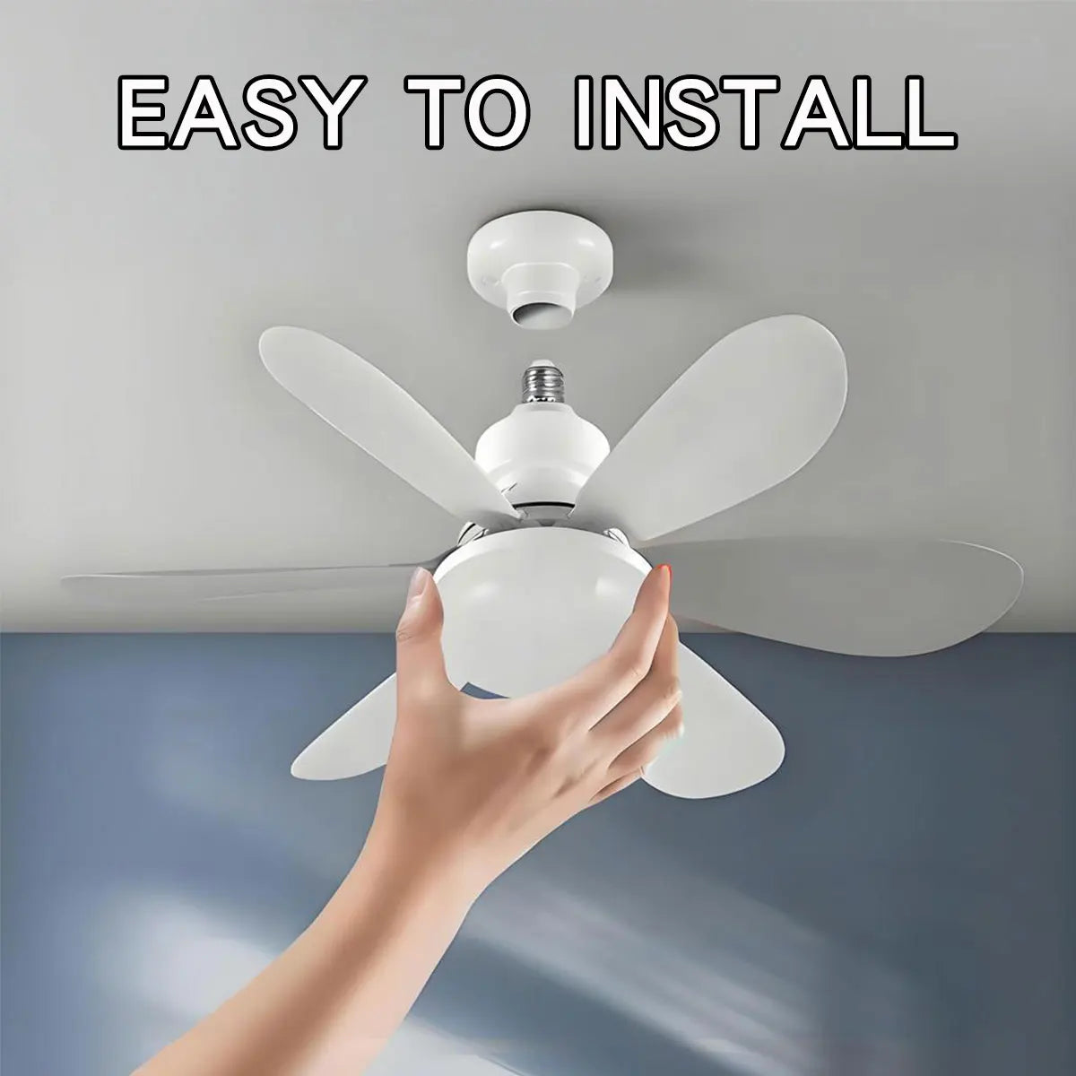 Socket Ceiling Fan with LED Light & Remote – Screws Into a Standard Bulb Socket