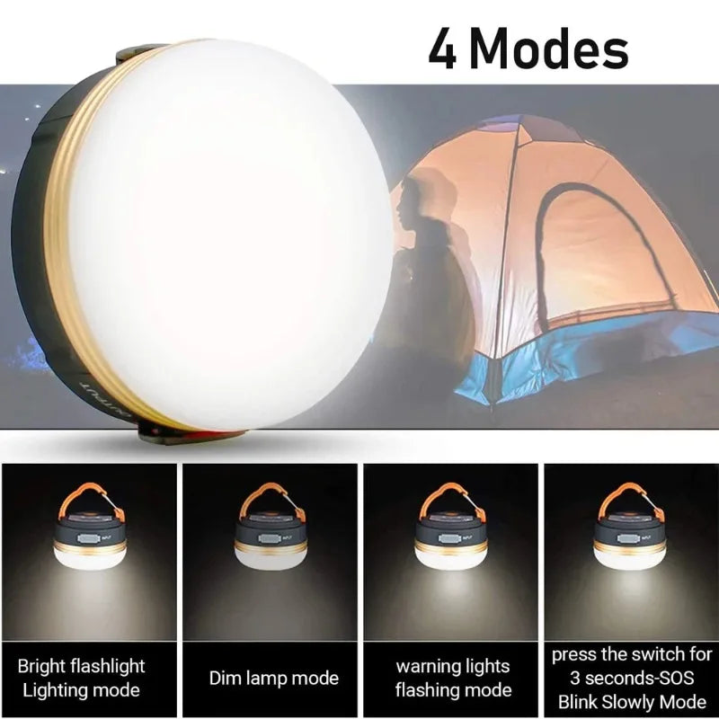 Rechargeable LED Camping Lantern (2-Pack) – Magnetic, Hanging Hook, Power Bank