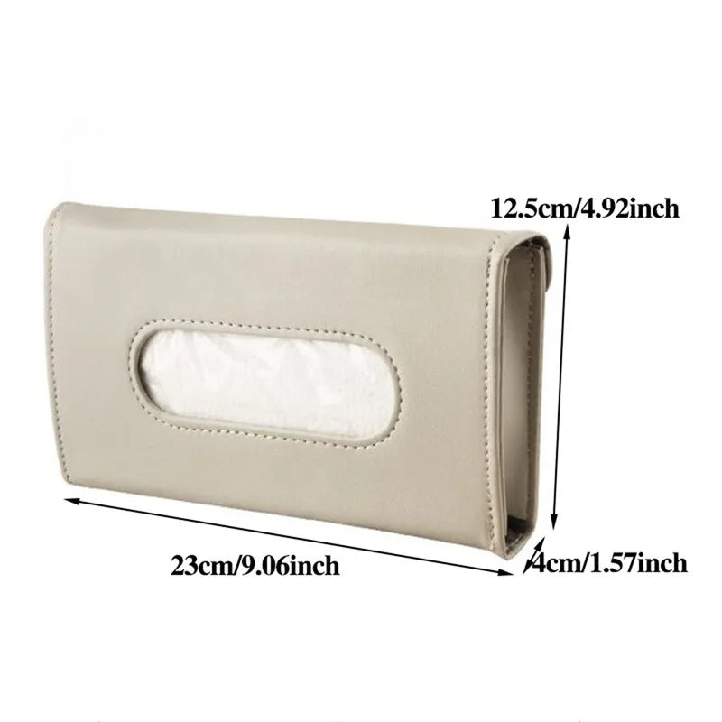 Leather Sun Visor Tissue Holder - Beige