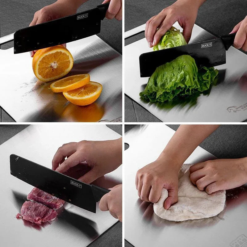 Double-Sided Stainless Steel Cutting Board – Easy-Clean Non-Porous Kitchen Chopping Board