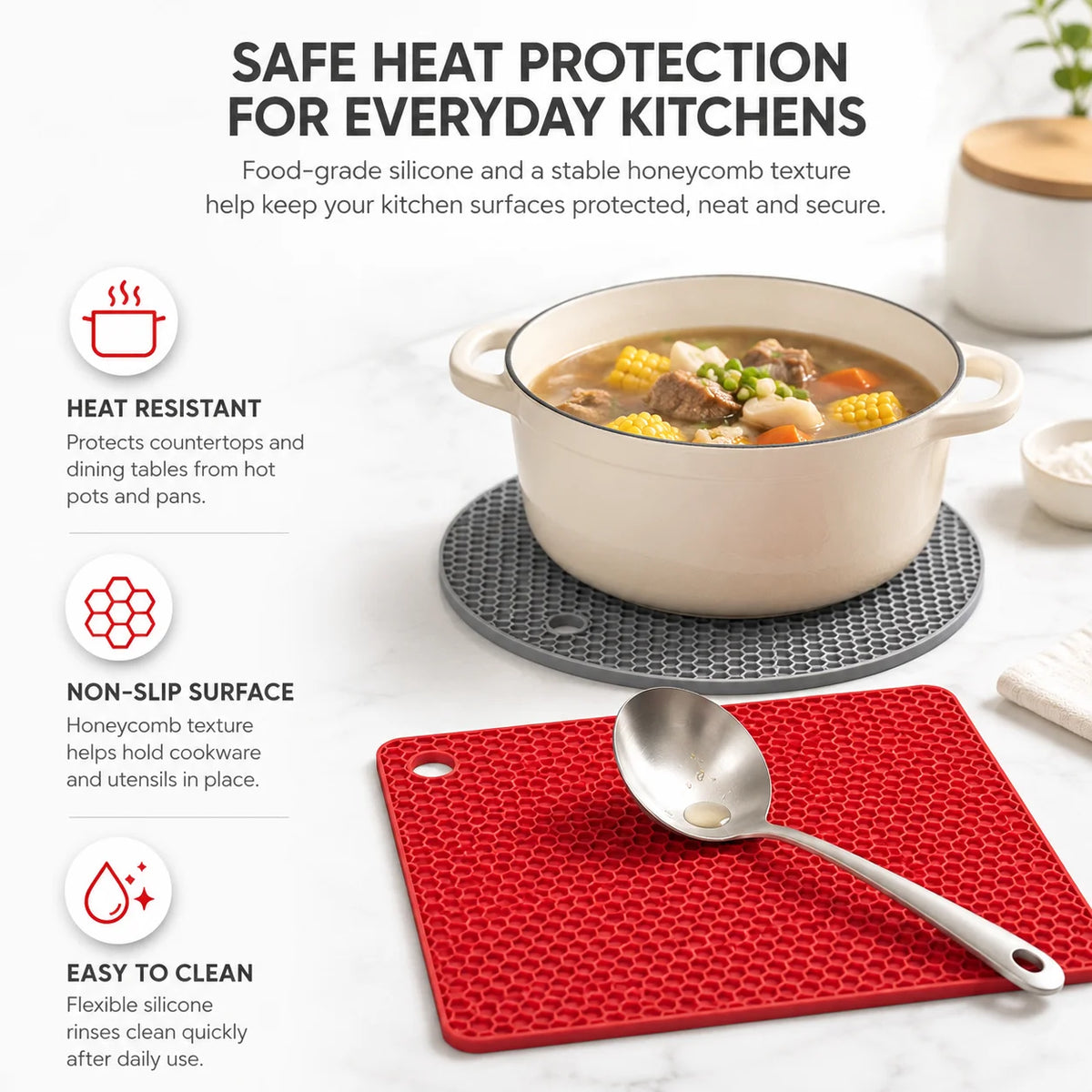 Silicone Honeycomb Trivet Mats, 2-Pack (7 in)