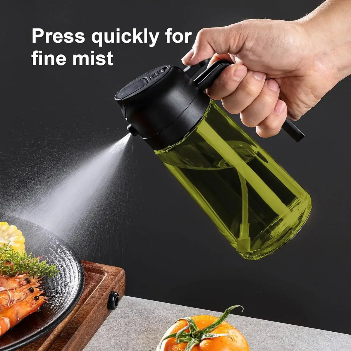 2-in-1 Glass Olive Oil Sprayer & Pourer Bottle (470 ml)