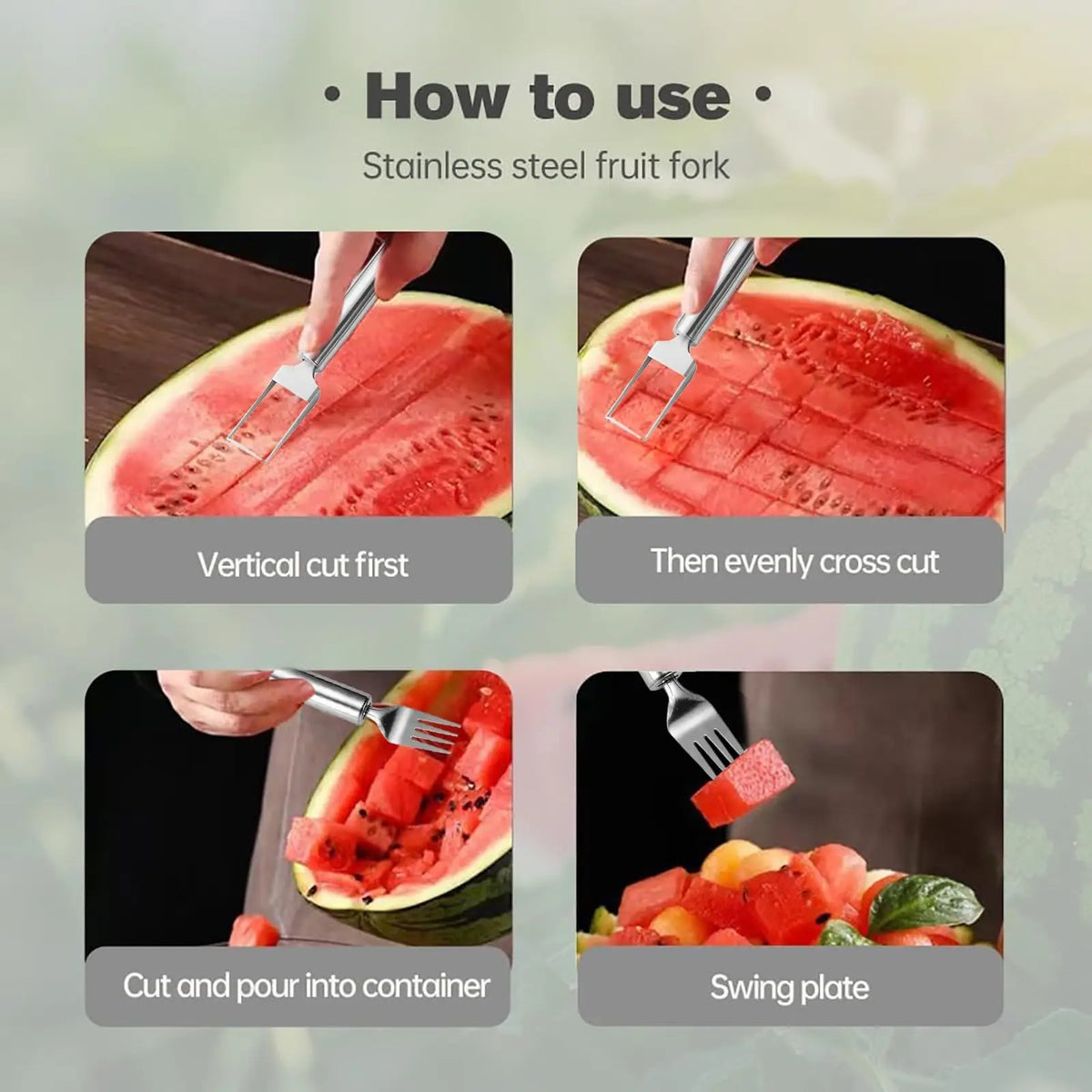 Watermelon Slicer & Serving Fork Set – 3-Piece Fruit Tool Kit