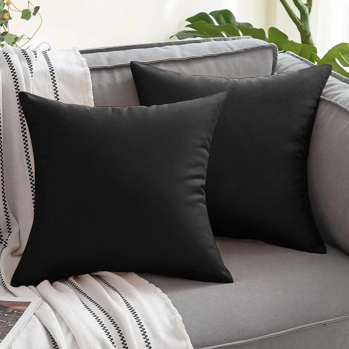 Waterproof Outdoor Throw Pillow Covers, Set of 2 – 18 x 18 in