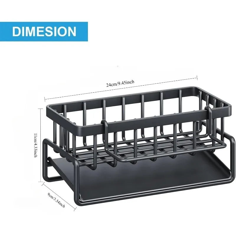 Self-Draining Sink Caddy with Sponge, Brush & Towel Holder
