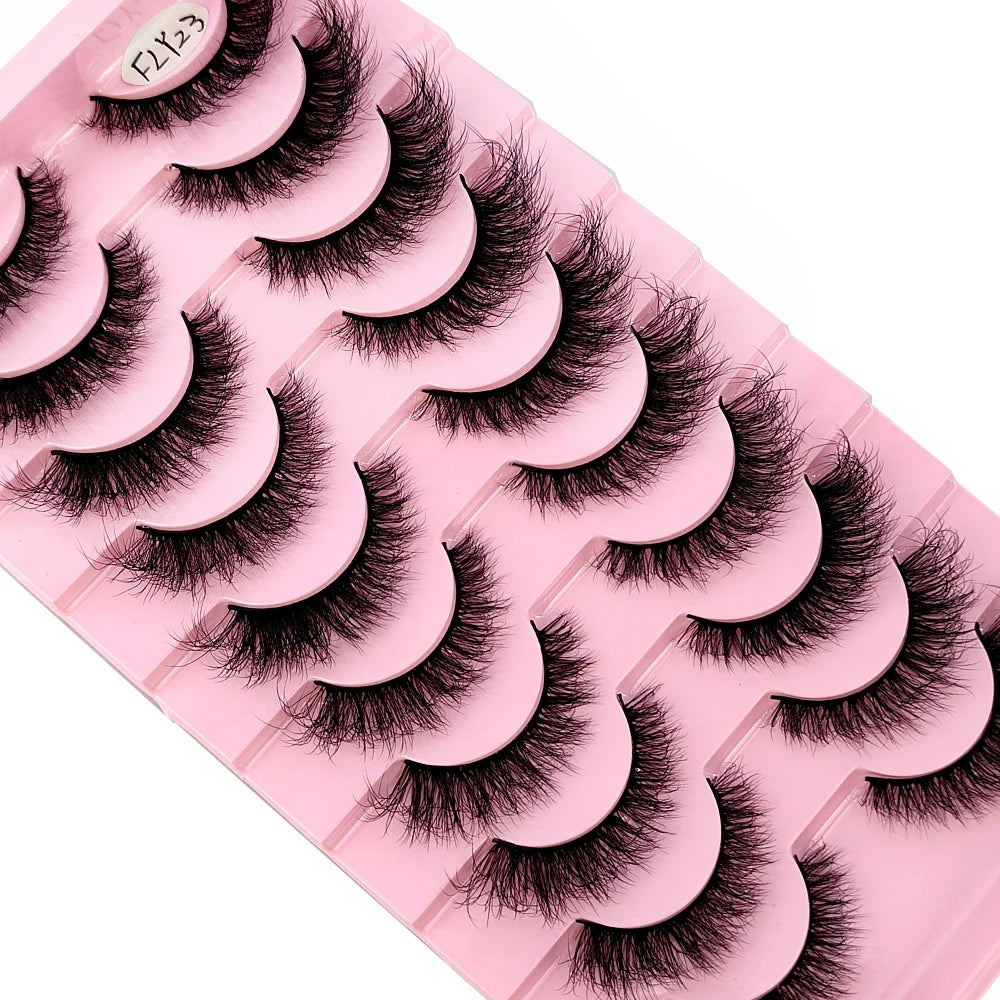 Wispy Faux Mink Strip Lashes, 10 Pairs (Natural 3D)