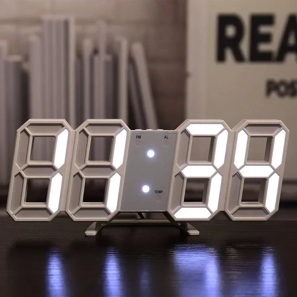 3D LED Digital Wall Clock – USB-Powered Modern Display