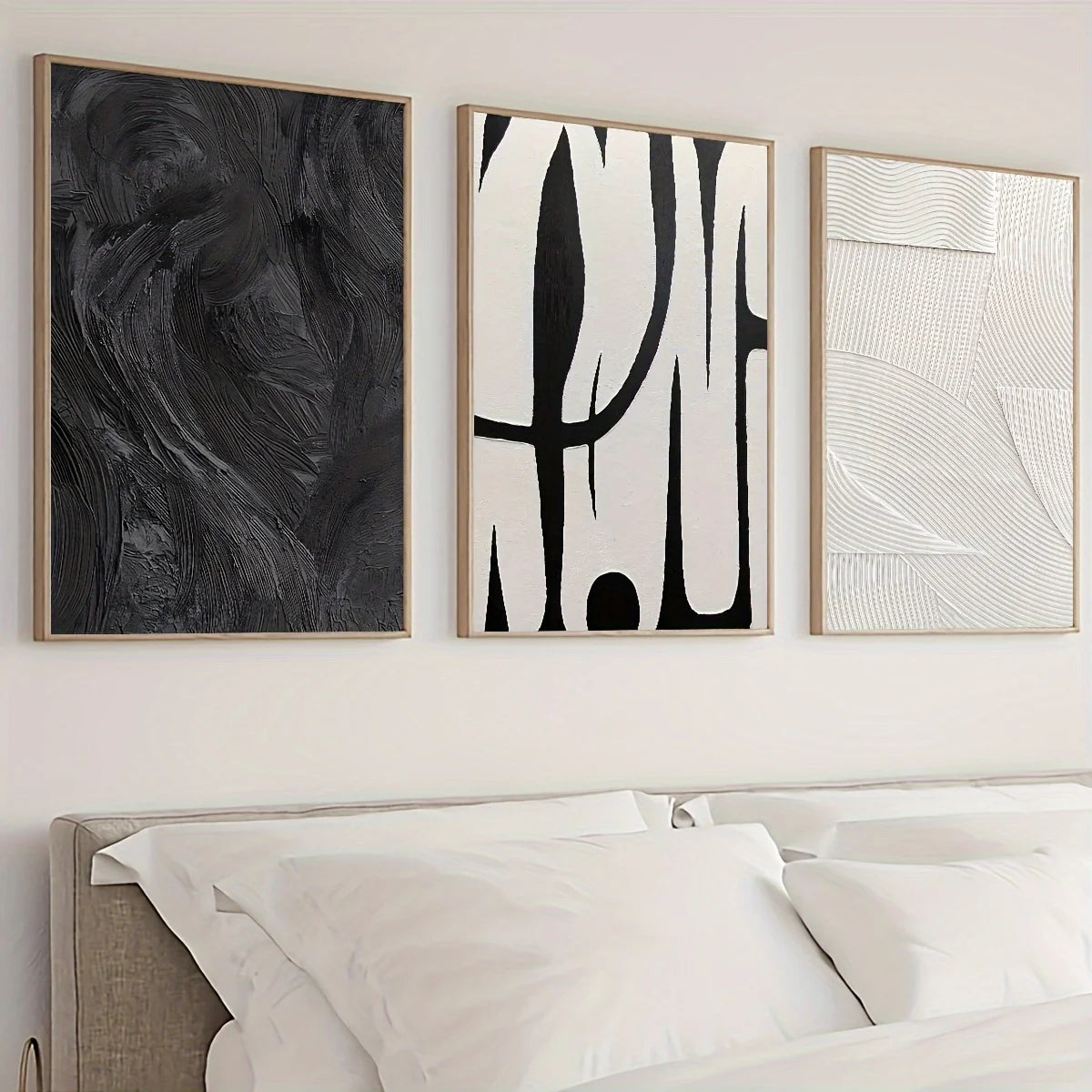 Modern Black & White Canvas Wall Art – 3-Piece Set