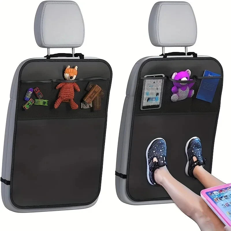 Seat Back Kick Mat Organizer with Storage Pockets