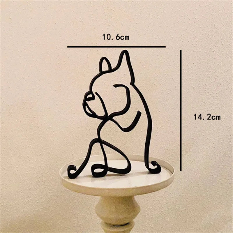 Minimalist Metal Line-Art Pet Sculpture – Dog & Cat One-Line Figurine