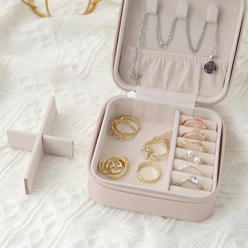 Mini Travel Jewelry Box - Vegan Leather, Velvet Lined