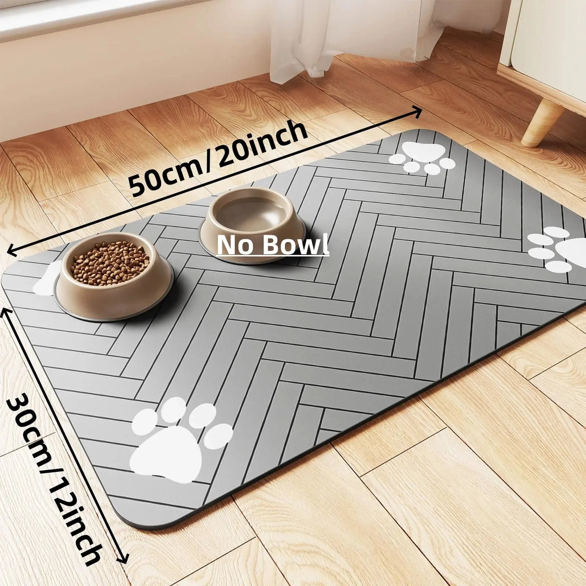 Absorbent Quick-Dry Pet Feeding Mat with Non-Slip Rubber Backing (1 Mat)