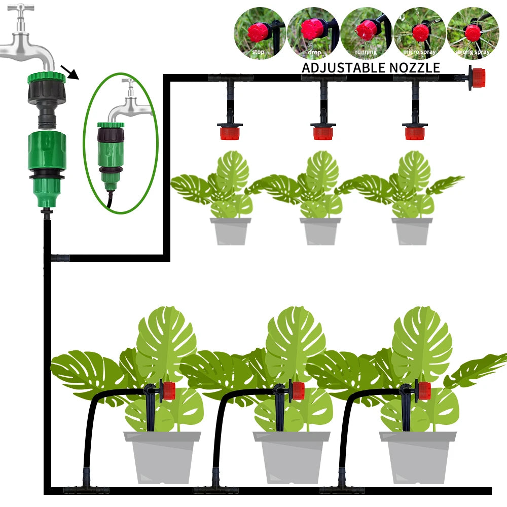 DIY Drip Irrigation Kit – Automatic Garden Watering System with Adjustable Drippers