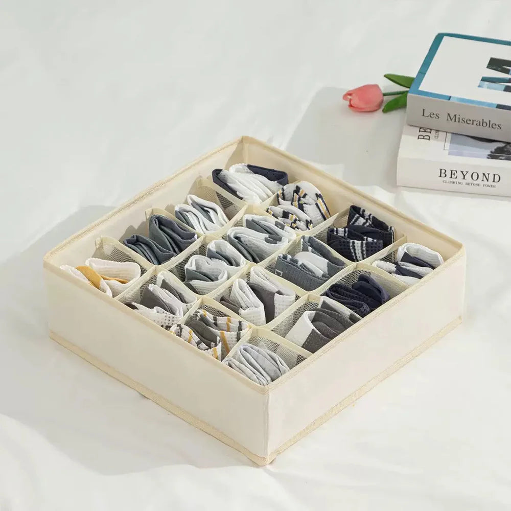 Foldable Fabric Drawer Organizer with Divider Grids