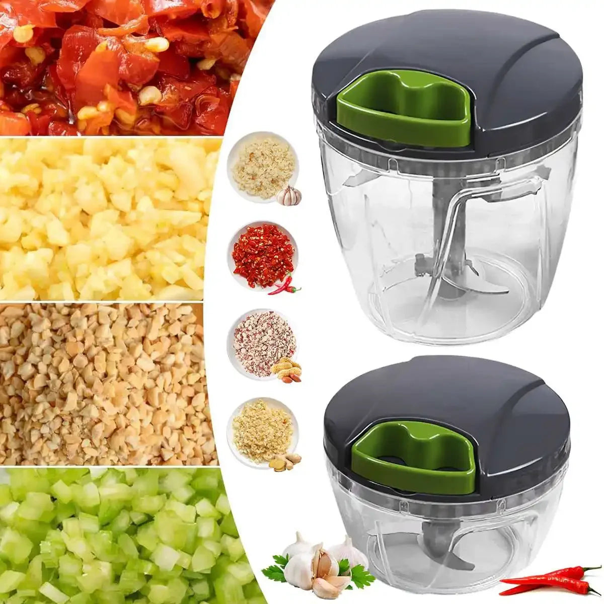 Hand-Pull Manual Food Chopper – 1000ml