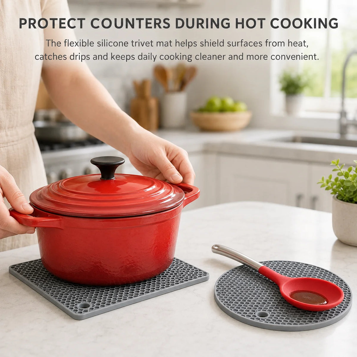 Silicone Honeycomb Trivet Mats, 2-Pack (7 in)