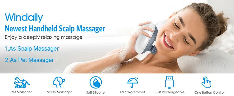 Electric scalp massager with 4 heads