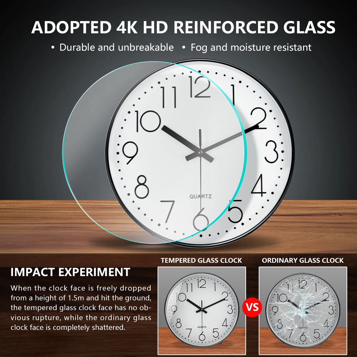Modern Minimalist Silent Wall Clock with 3D Numbers