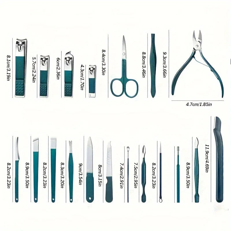 Stainless Steel Manicure & Pedicure Kit with Travel Case