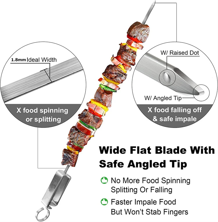 Stainless Steel Grill Skewers – 8-Piece BBQ Set