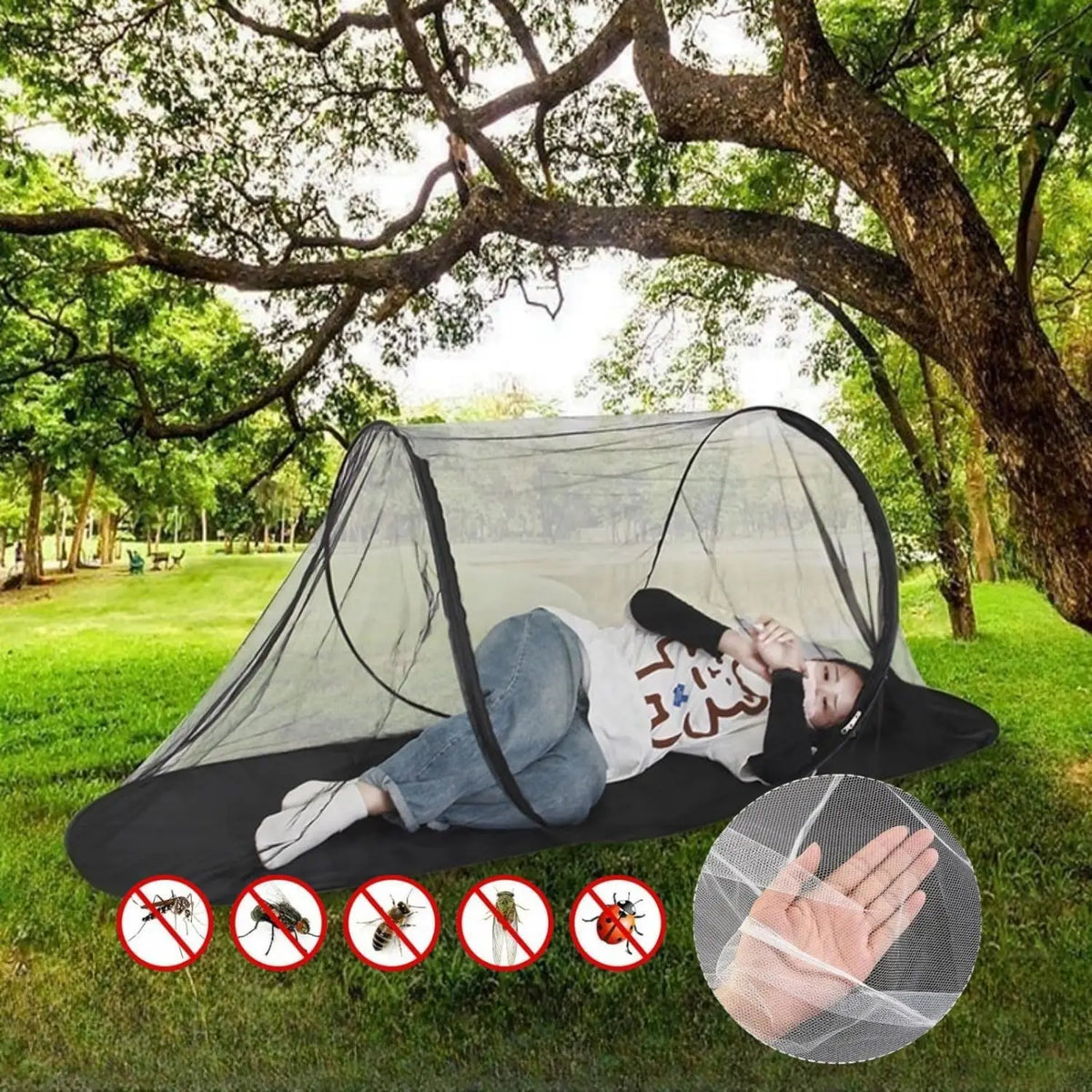 Pop-Up Mosquito Net Tent – Portable Bug Screen Canopy for Patio, Bed & Camping (78" x 31")
