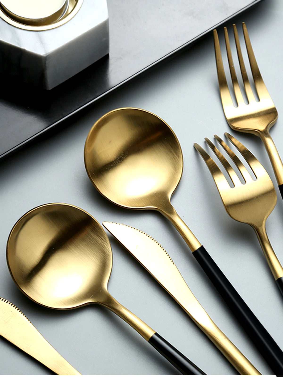 24-Piece Black & Gold Flatware Set (Service for 6)