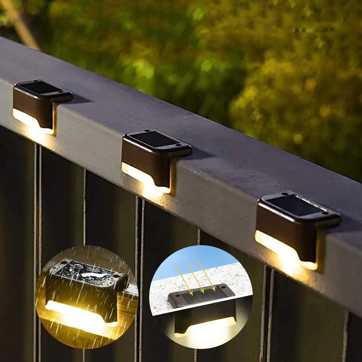 Solar Step & Deck Lights – Warm White Waterproof Stair, Fence & Railing Lights